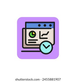 Icono del análisis de negocios. Hora, informe, archivo. Concepto de análisis. Se puede utilizar para temas como fecha límite, presupuesto, auditoría
