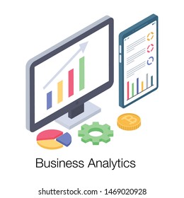 Icon of business analytics isometric vector 