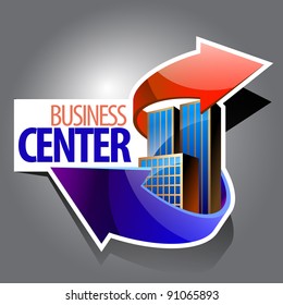 icon business center with red and blue arrows