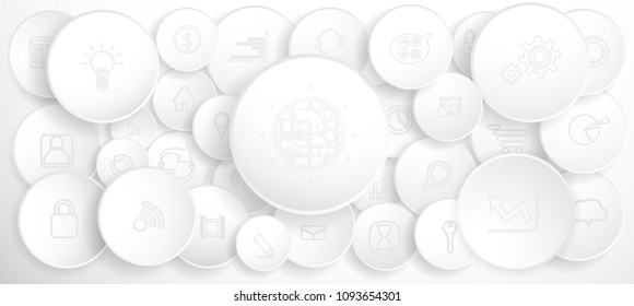 Icon Business - Circle White,shadow, modern Vector illustration.