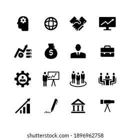 Icon Business Corporate Black On White Background, Vector