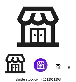 Icon for business, e-commerce. Vector line icon with image the shop of different sizes 192px, 108px, 48px, 24px for web design and design of mobile applications.