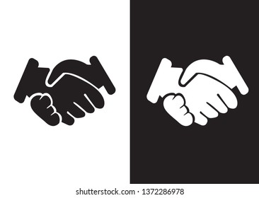 Icon of business handshake in both black and white. Isolated flat vector icon illustration.