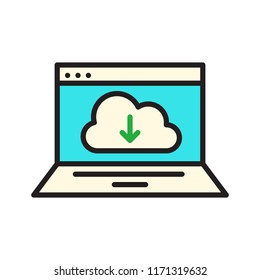 icon business laptop cloud download