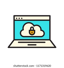 icon business laptop secure cloud