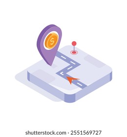 An icon of business location in isometric modern style