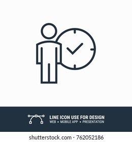 Icon Business man with clock to control time of work graphic design single icon vector illustration