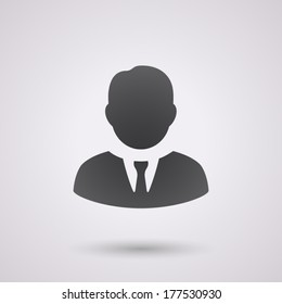 icon business man, isolated, shaded, black color, for human resources