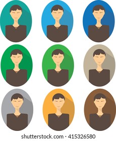 icon business man in an oval of different colors vector illustration
