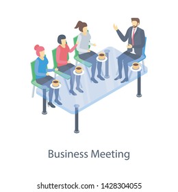 
Icon of business meeting isometric design.
