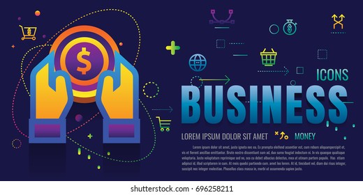 icon. business. money. success. teamwork. finance. Marketing. modern design. vector illustration colorful on blue background. logo. symbol