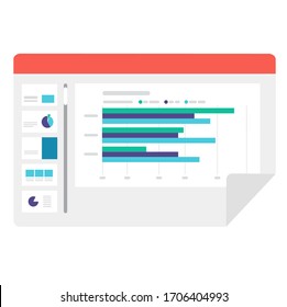 Icon Of Business Presentation. Flat Vector Of Powerpoint Slide Deck With Data Graph.