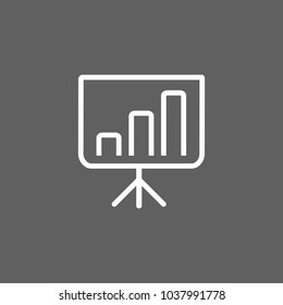 Icon of business presentation. Graph, financial report, projection screen. Seminar concept. Can be used for topics like analytics, management, marketing, education