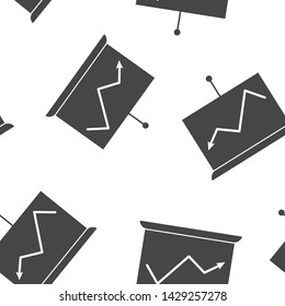 Icon business presentation. Vector illustration of business training symbol seamless pattern on a white background.