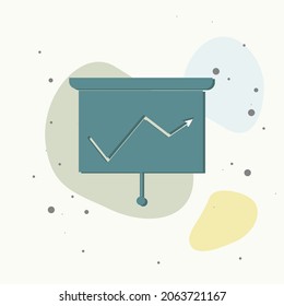 Icon business presentation. Vector illustration of business training symbol on multicolored background. Layers grouped for easy editing illustration. For your design.