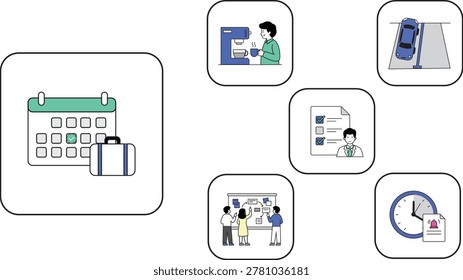 Icon Business Schedule Organization,Time Management,lunch,task and meeting