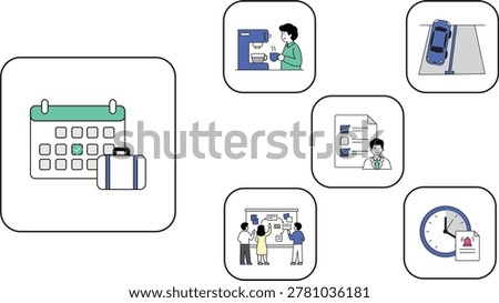 Icon Business Schedule Organization,Time Management,lunch,task and meeting