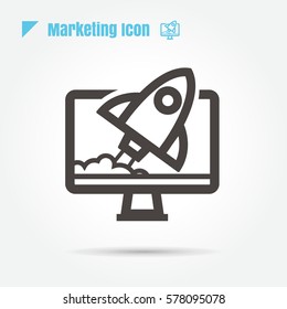 icon Business Start-up Rocket Launch illustration isolated sign symbol thin line for web , modern minimalistic flat  design vector on white background