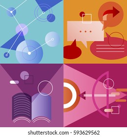 Juego de vectores empresariales de iconos colorido