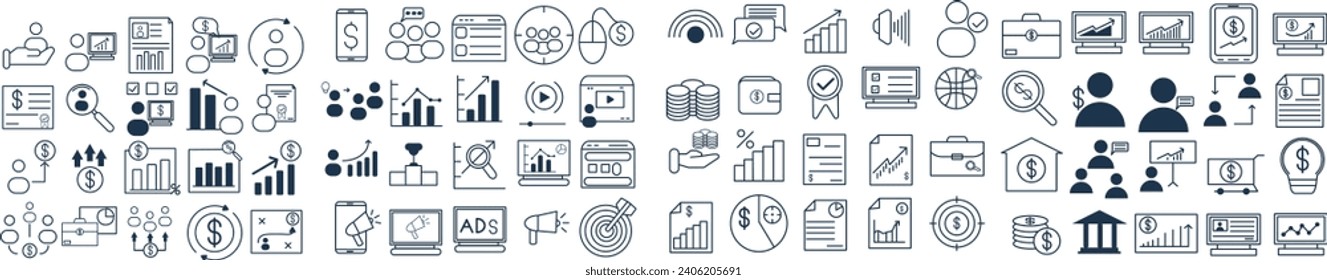 icono símbolo conjunto de vector de negocio símbolo de administración de equipo ilustración de diseño 