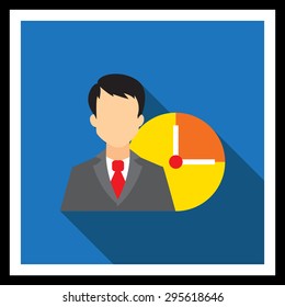 Icon of businessman and clock face
