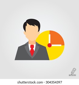 Icon of businessman and clock face