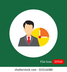 Icon of businessman and clock face