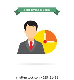 Icon of businessman and clock face