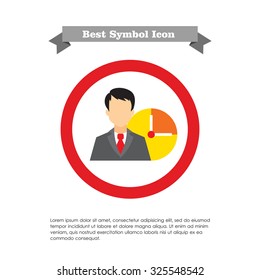 Icon of businessman and clock face
