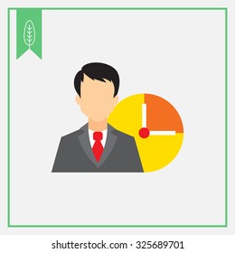 Icon of businessman and clock face