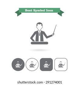 Icon of businessman holding pointer