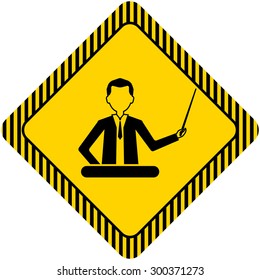 Icon of businessman holding pointer