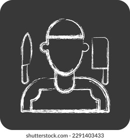 Icon Butcher. related to Eid Al Adha symbol. Chalk Style. simple design editable. simple illustration