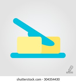 Icon of butter piece being cut with knife