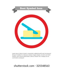 Icon of butter piece being cut with knife