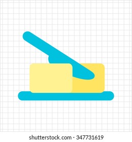 Icon Of Butter Piece Being Cut With Knife