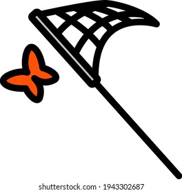Icon Of Butterfly Net. Editable Bold Outline With Color Fill Design. Vector Illustration.
