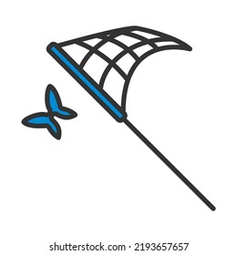 Icon Of Butterfly Net. Editable Bold Outline With Color Fill Design. Vector Illustration.