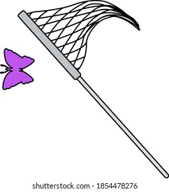 Icon Of Butterfly Net. Editable Outline With Color Fill Design. Vector Illustration.