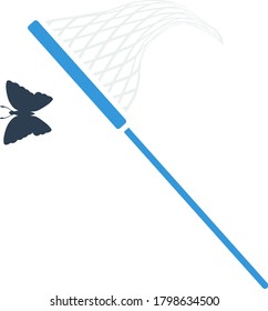 Icon Of Butterfly Net. Flat Color Design. Vector Illustration.
