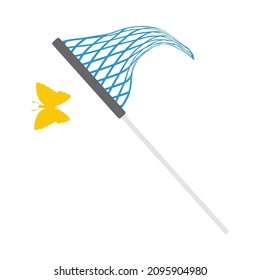 Icon Of Butterfly Net. Flat Color Design. Vector Illustration.