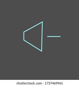 Icon button. Decrease the volume. Neon icon. For work, computers