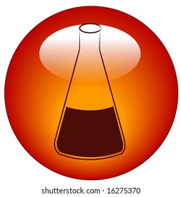 Icon Or Button For Labratory Flask Filled With Solution