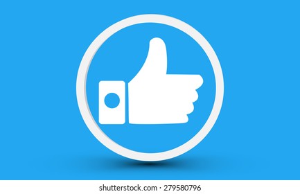 Icon button like vector on blue background.