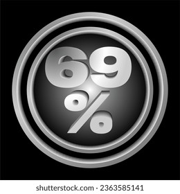 icon, button number 69 percent