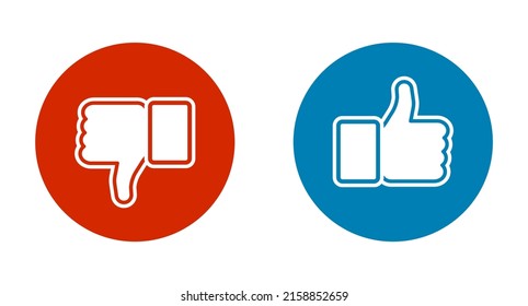 Icon and button thumb, dislike and like symbol. Like and dislike button, no and yes illustration. Isolated design. Vector.