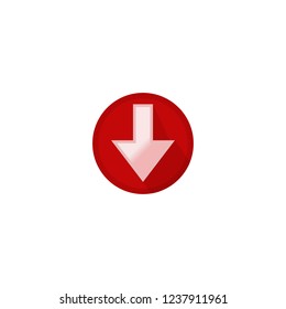 Icon button white arrow down in a red circle