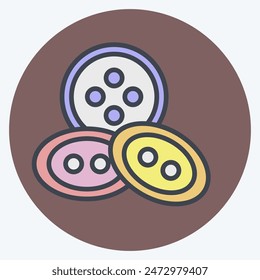 Icon Buttons. related to Sewing symbol. color mate style. simple design illustration