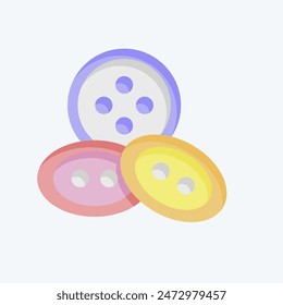Icon Buttons. related to Sewing symbol. flat style. simple design illustration