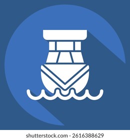 Icon Cabin Cruiser. related to Vehicle symbol. long shadow style. editable
